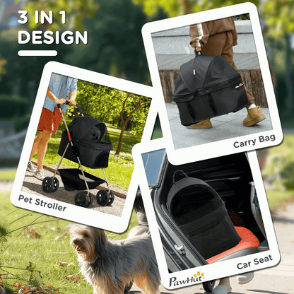 Pet Stroller Folding Compact Removable Basket Storage