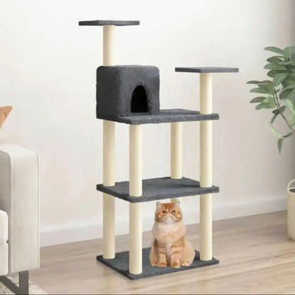 Tall Cat Tower Scratching Post with Hideout - Pupporia
