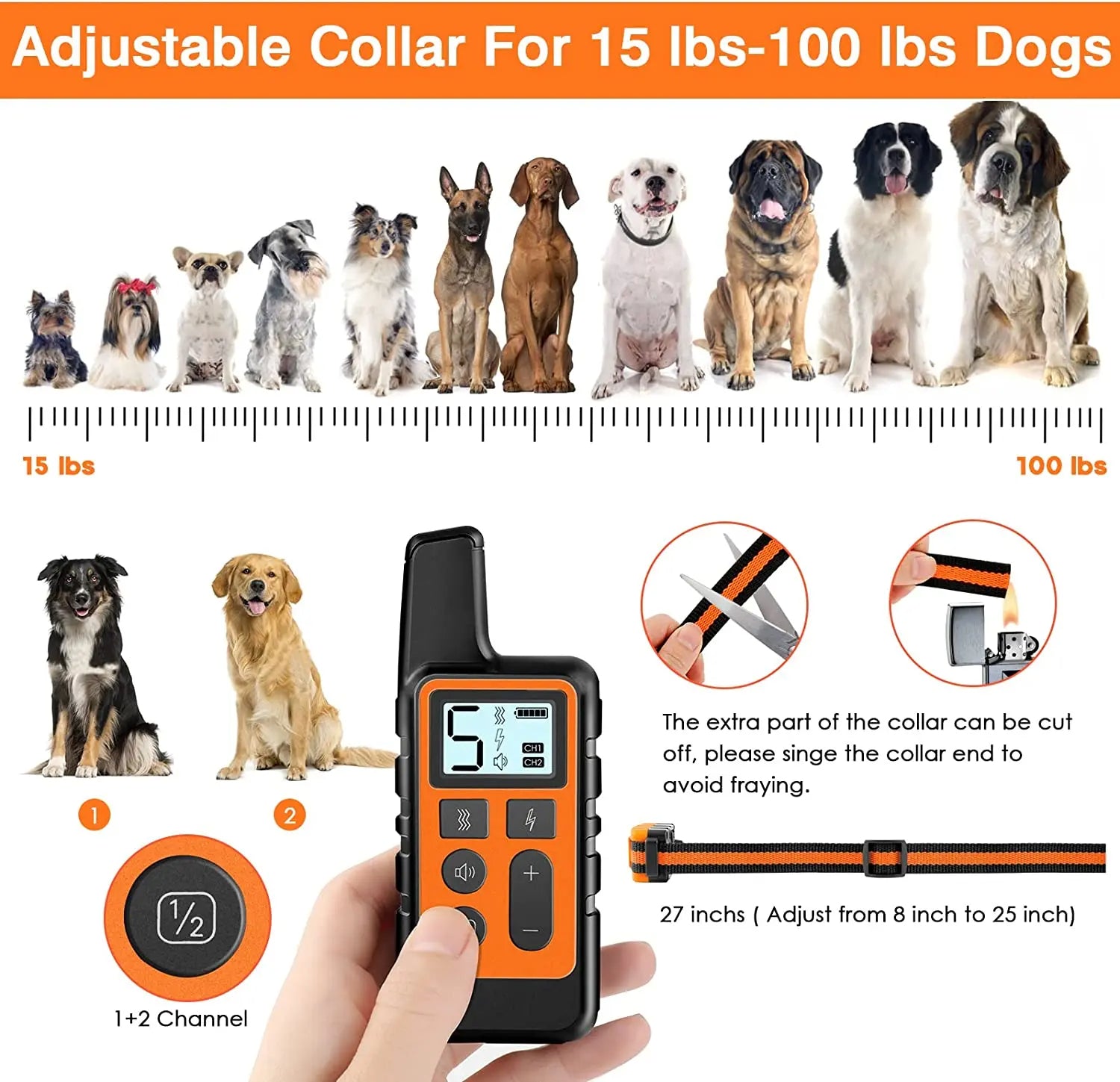5-Level Dog Training Collar & Remote | 3 Modes up to 500m Range 8