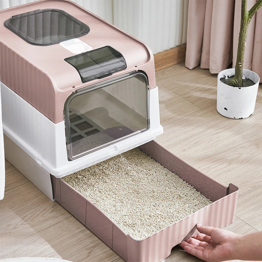 Cat Litter Box Odor Control Easy Clean Tray