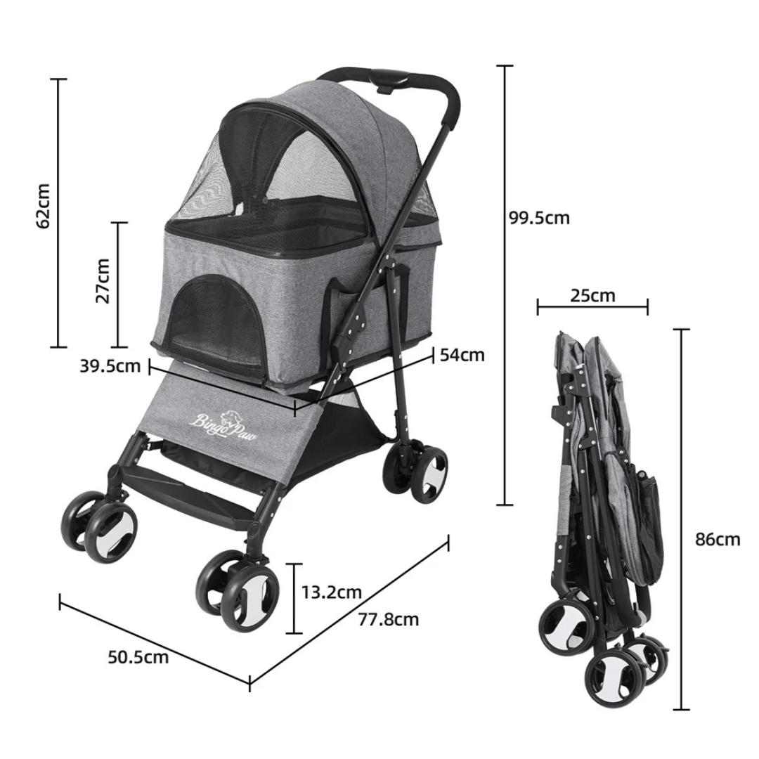 Pet Stroller Detachable Carrier Car Seat