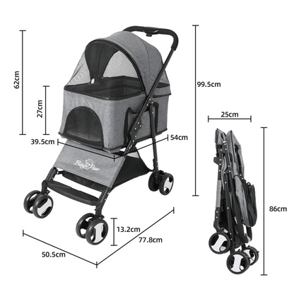 Pet Stroller Detachable Carrier Car Seat