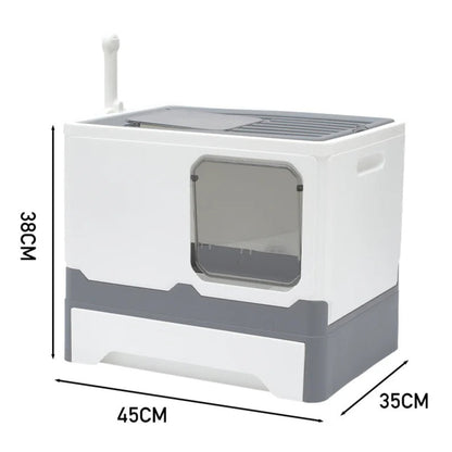 Cat Litter Box Enclosure Easy Clean Dual Door