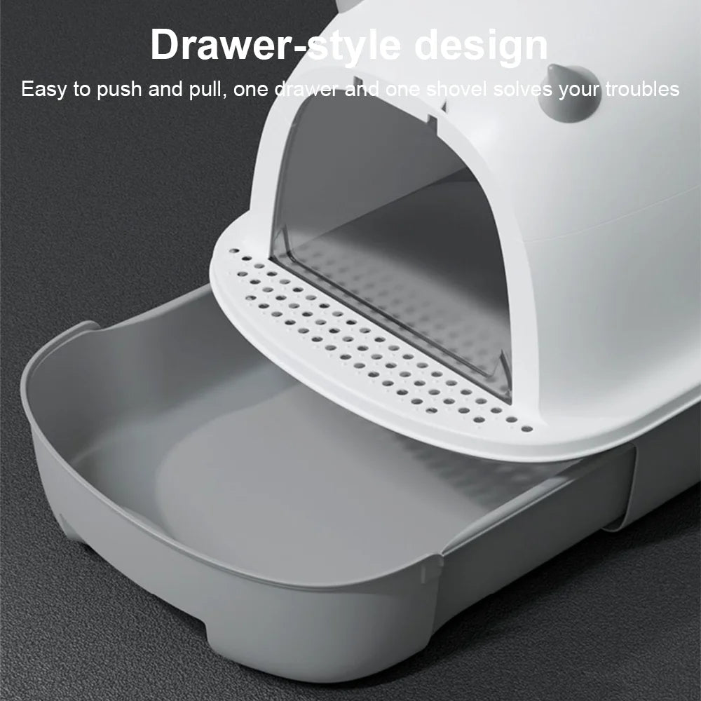 Cat Litter Box Sliding Door Easy Clean