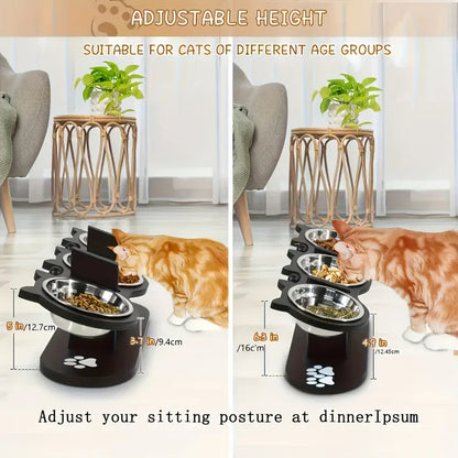 Stainless Steel 3 Bowl Elevated Cat Feeder