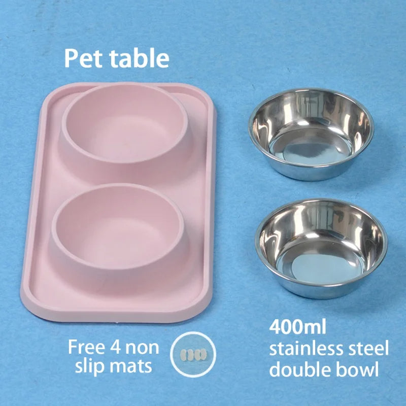 Stainless Steel Pet Food Bowls Non Slip Tray