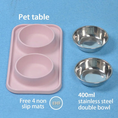 Stainless Steel Pet Food Bowls Non Slip Tray