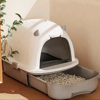 Cat Litter Box Sliding Door Easy Clean
