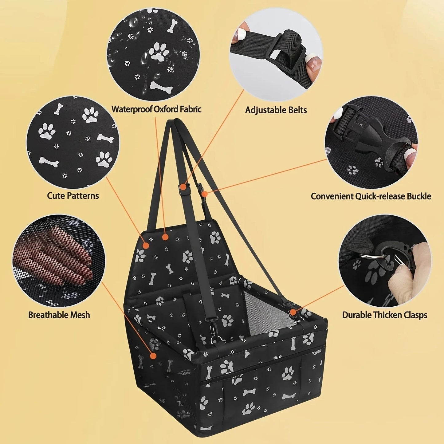 Pet Car Carrier Ventilated Mesh Panels