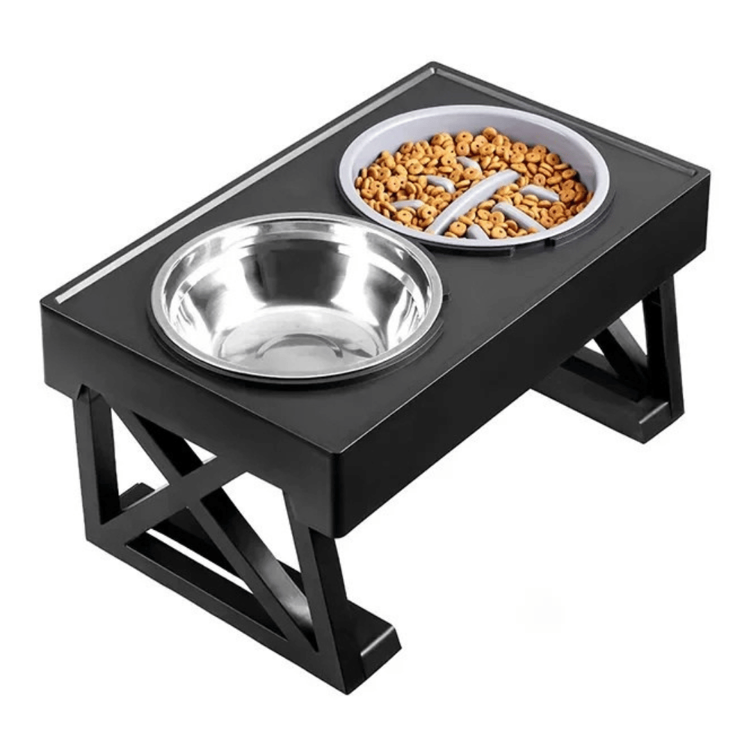 Adjustable Elevated Dog Feeder Stainless Steel Bowls