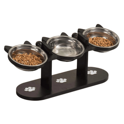Stainless Steel 3 Bowl Elevated Cat Feeder