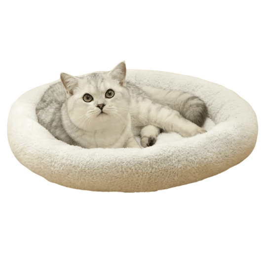 Round Plush Cat Bed Soft Cushion - Pupporia