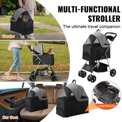 Pet Stroller Portable Removable Storage Basket