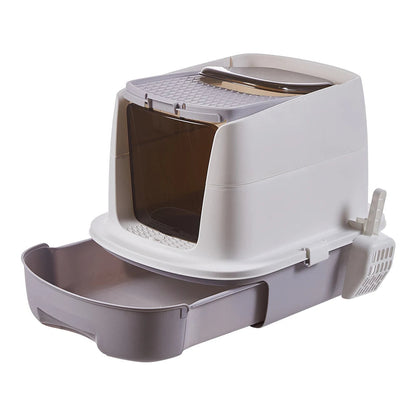 Large Covered Cat Litter Box Easy Clean Tray