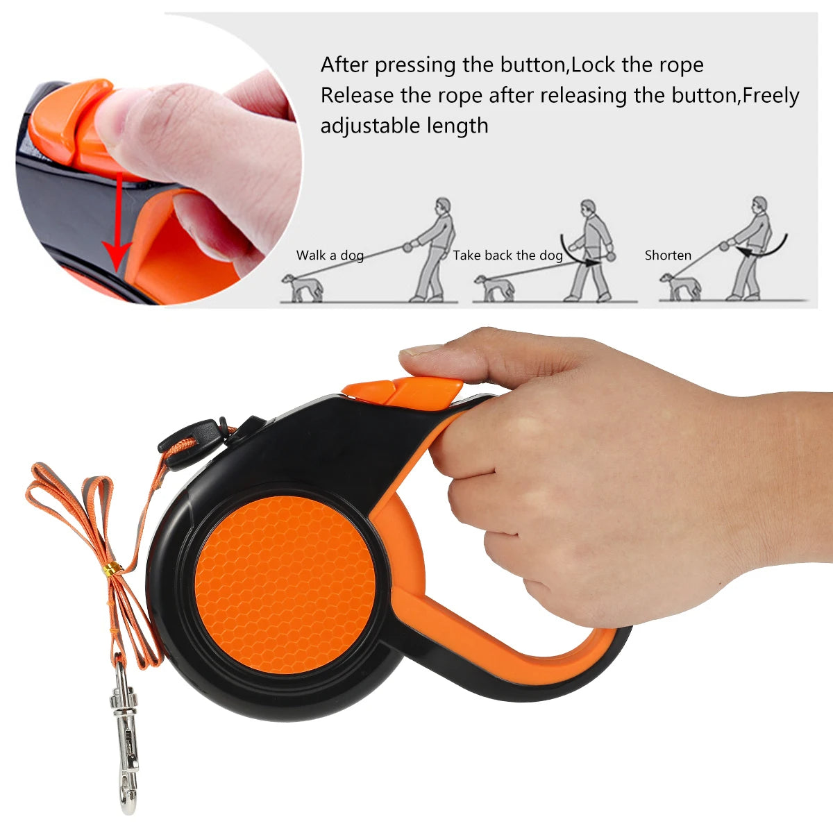 Retractable Dog Leash Comfort Grip Reflective Cord