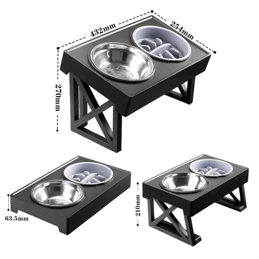 Adjustable Elevated Dog Feeder Stainless Steel Bowls