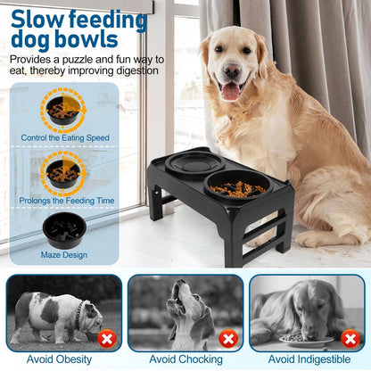 Elevated Dog Feeder Anti Gulping Dog Food Bowls