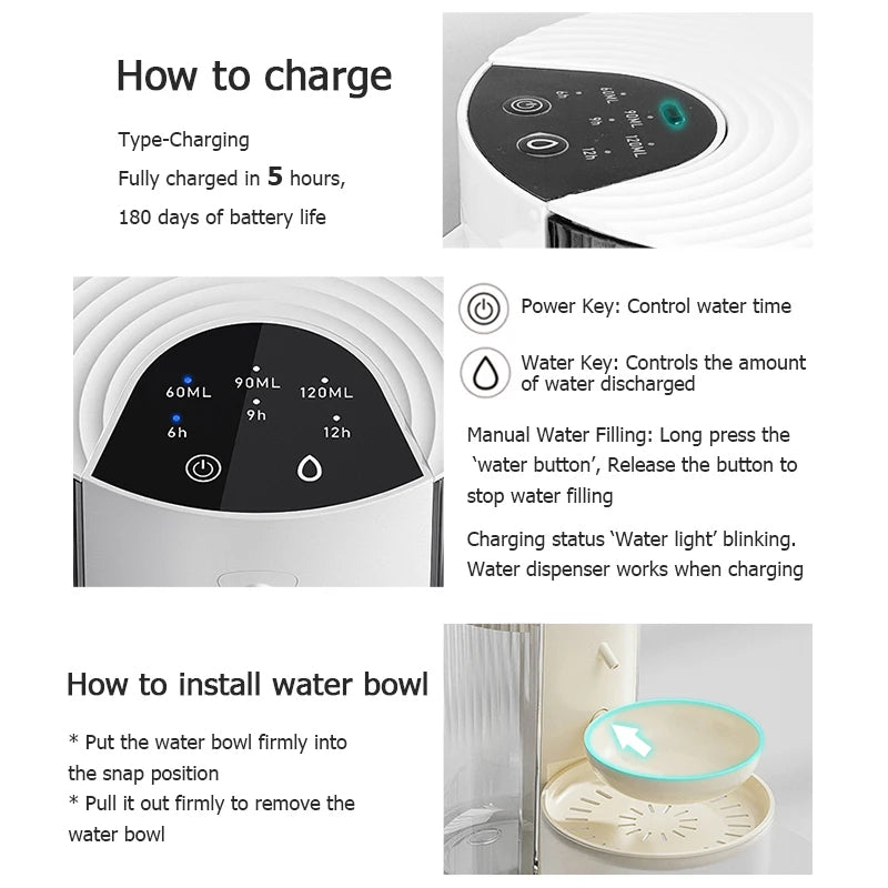 Automatic Cat Water Dispenser 3L Quiet USB