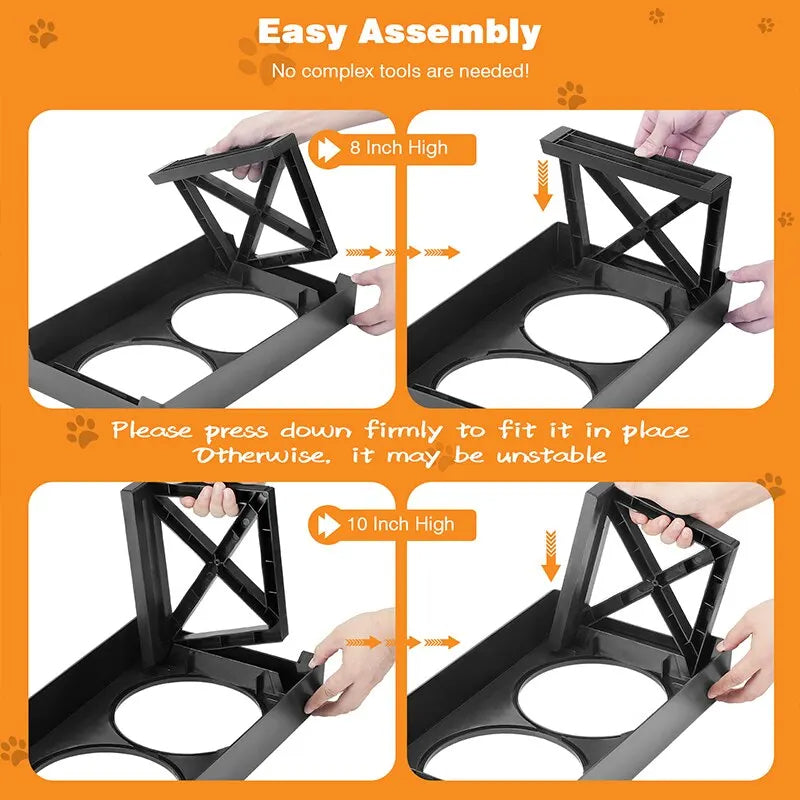 Adjustable Elevated Dog Feeder Stainless Steel Bowls