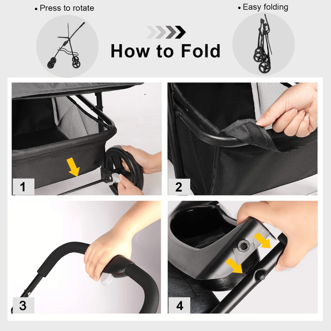 Pet Stroller Collapsible Storage Compartment Large