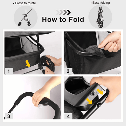 Pet Stroller Collapsible Storage Compartment Large