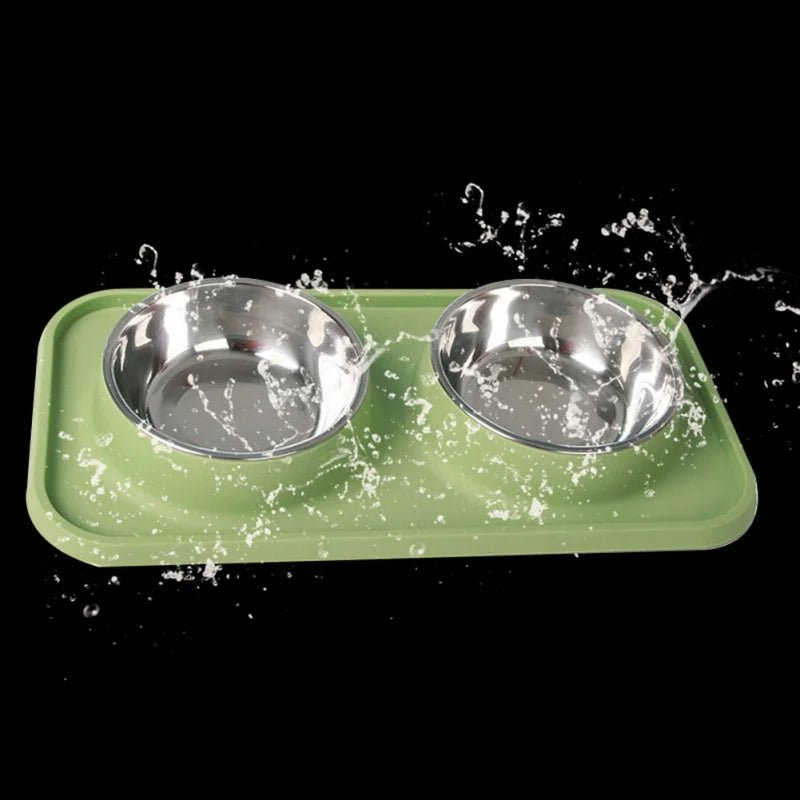 Stainless Steel Pet Food Bowls Non Slip Tray