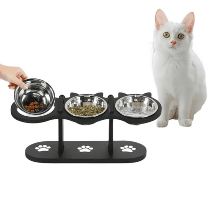 Stainless Steel 3 Bowl Elevated Cat Feeder