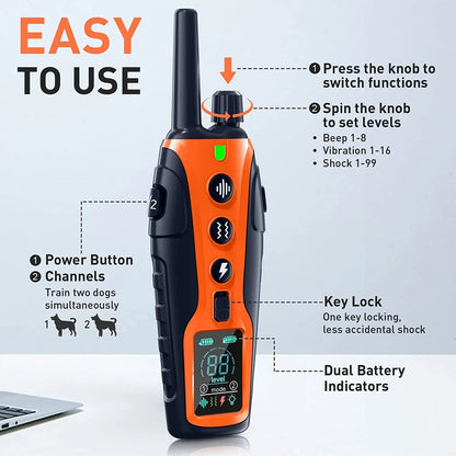 Waterproof Dog Training Collar Remote Long Range