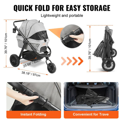 Portable Pet Stroller Small Dog Easy Fold