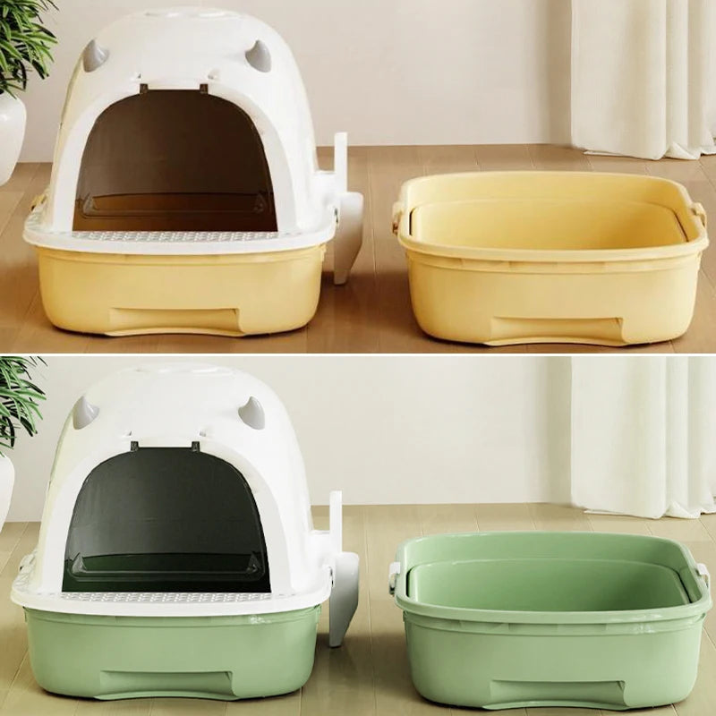 Cat Litter Box Sliding Door Easy Clean
