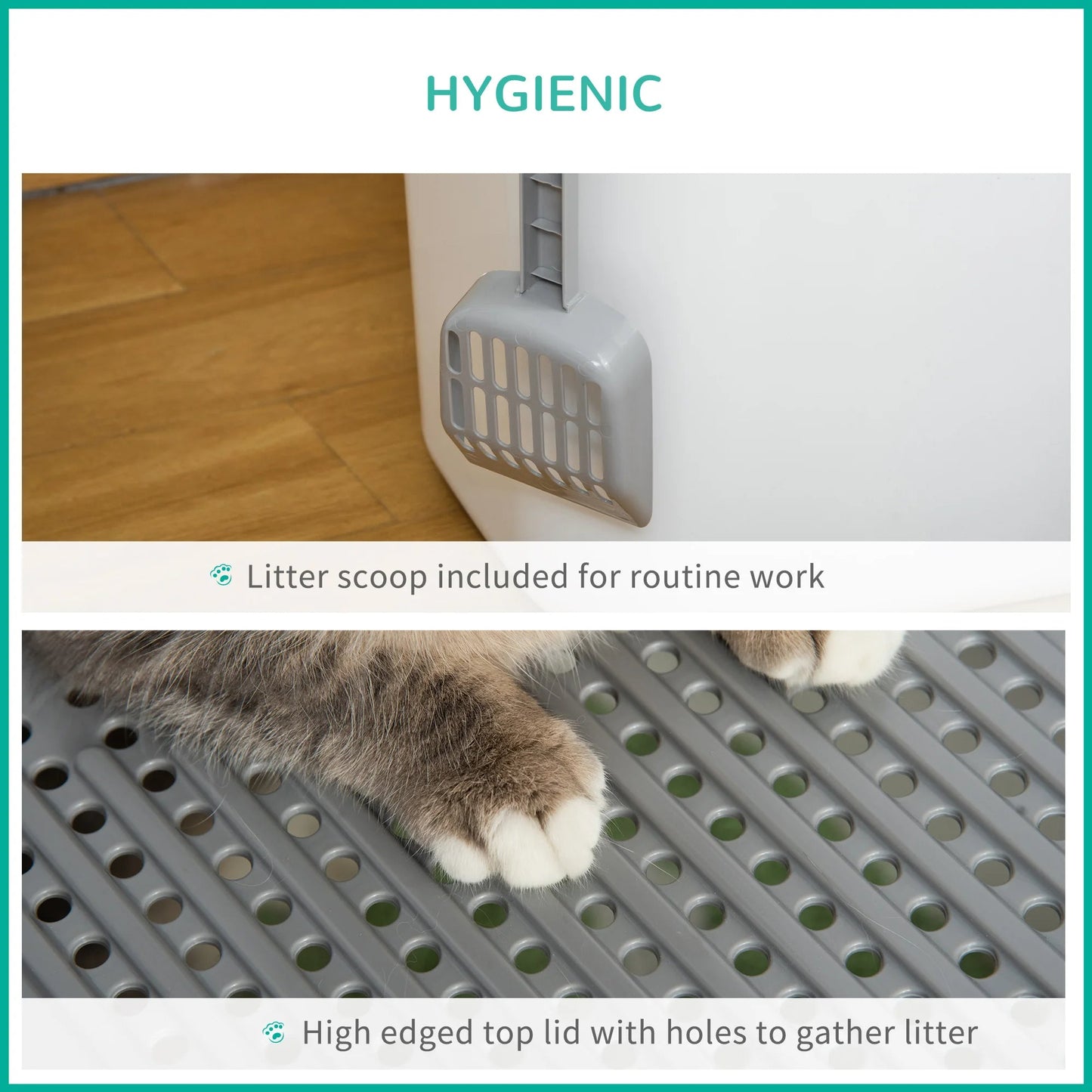 Covered Cat Litter Box Easy Clean with Scoop
