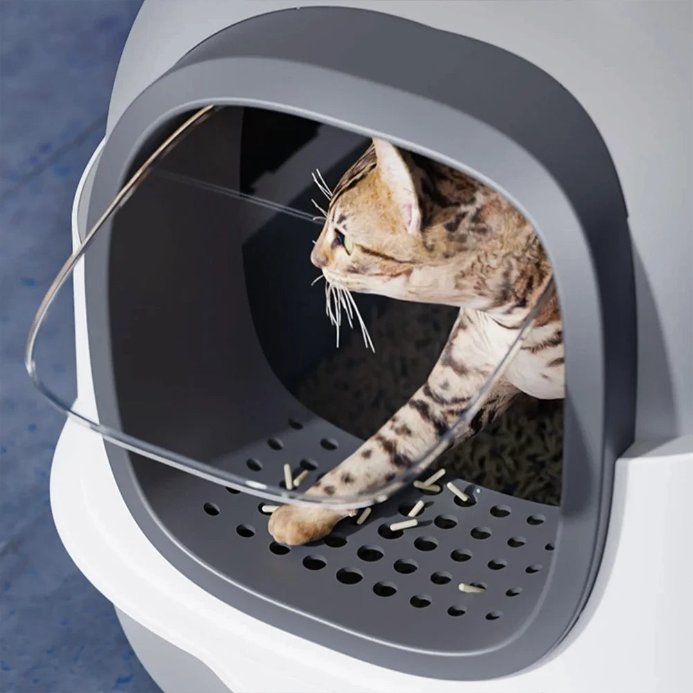 Large Cat Litter Box Covered UV Sanitizer Anti Slip Base