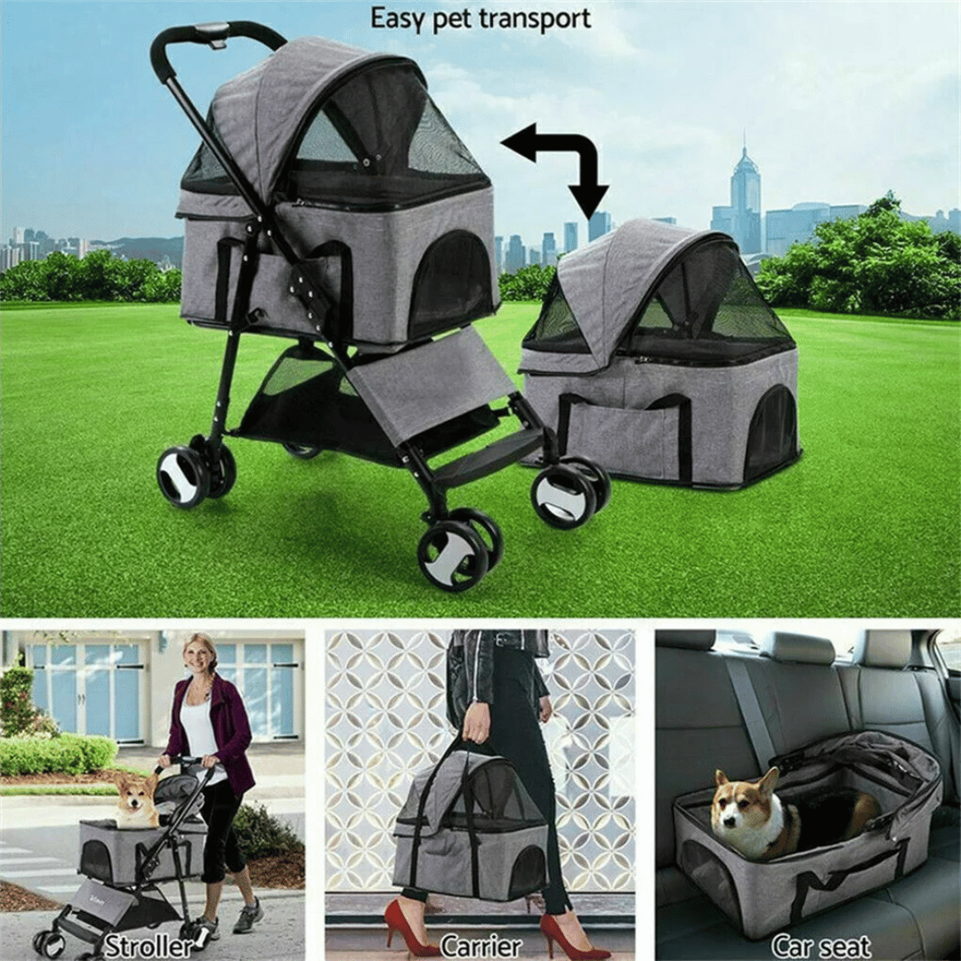 Pet Stroller Detachable Carrier Car Seat