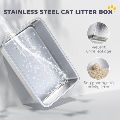 Spacious Covered Cat Litter Box Easy Clean Tray