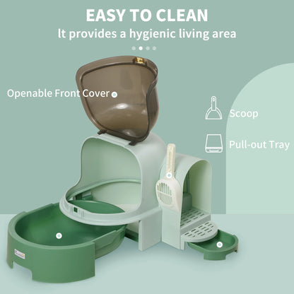 Covered Cat Litter Box Easy Clean Slide Out Tray