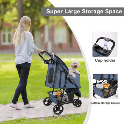 Pet Stroller Lightweight Large Storage Compartment