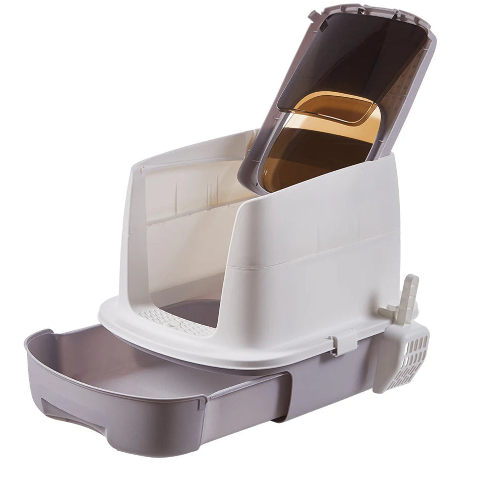 Large Covered Cat Litter Box Easy Clean Tray - Pupporia