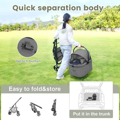 Pet Stroller Removable Carrier Bag Foldable