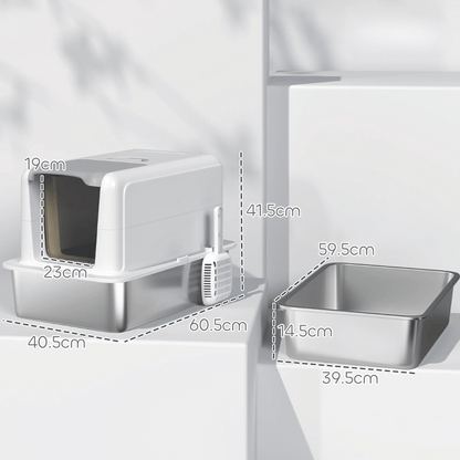 Spacious Covered Cat Litter Box Easy Clean Tray
