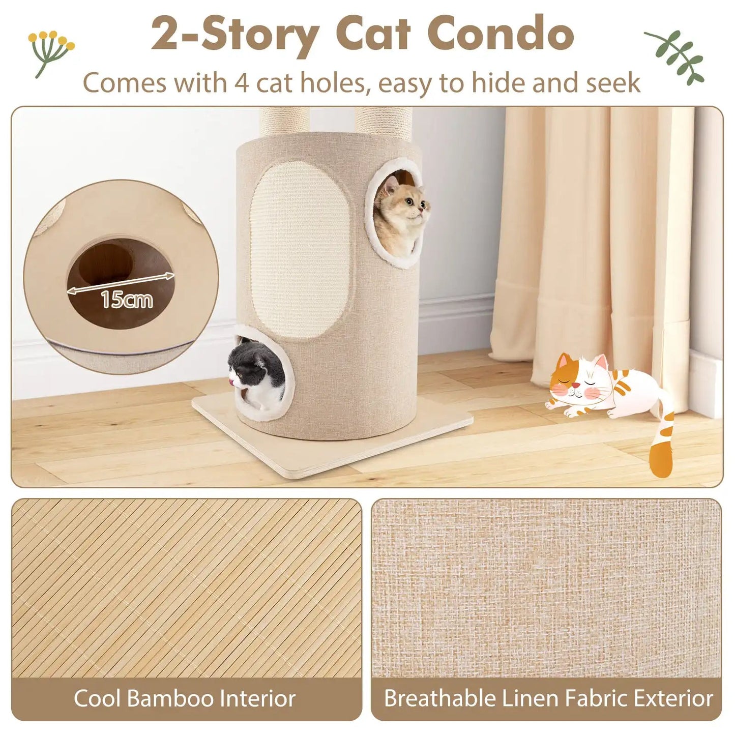 Cat Tower Plush Perches Hammock Large