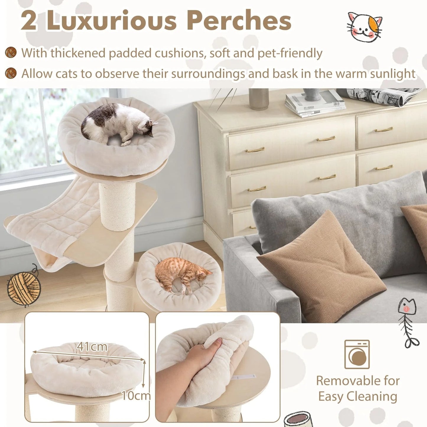 Cat Tower Plush Perches Hammock Large