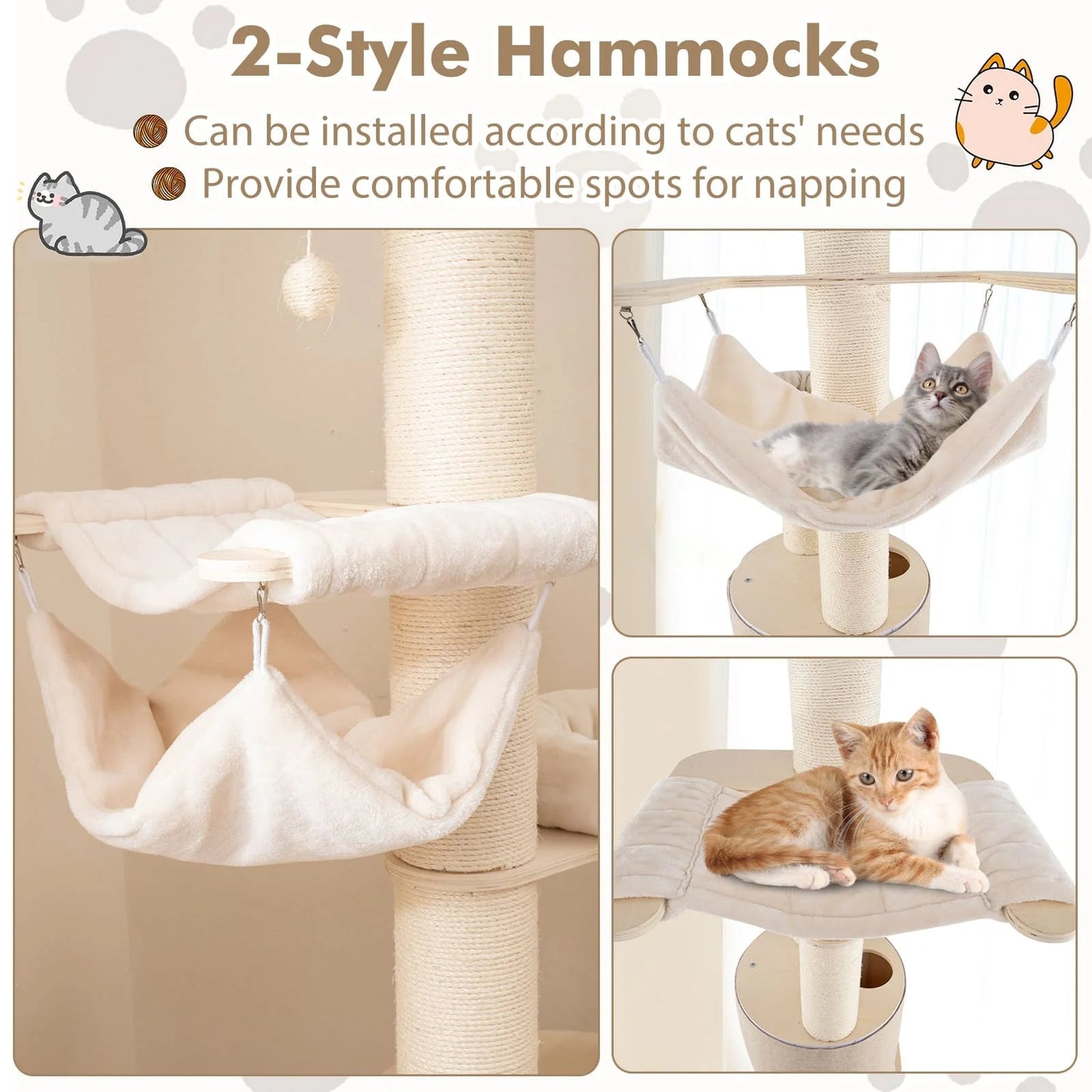 Cat Tower Plush Perches Hammock Large