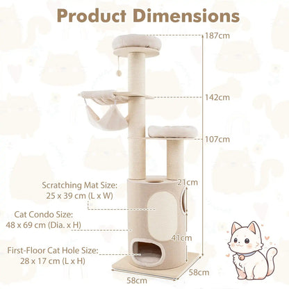 Cat Tower Plush Perches Hammock Large