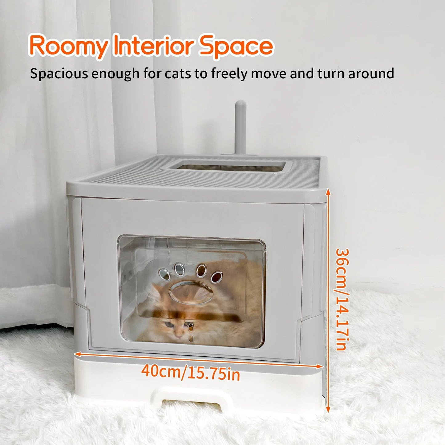 Dual Entry Hidden Cat Litter Box Easy Clean Tray