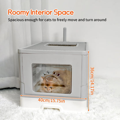 Dual Entry Hidden Cat Litter Box Easy Clean Tray