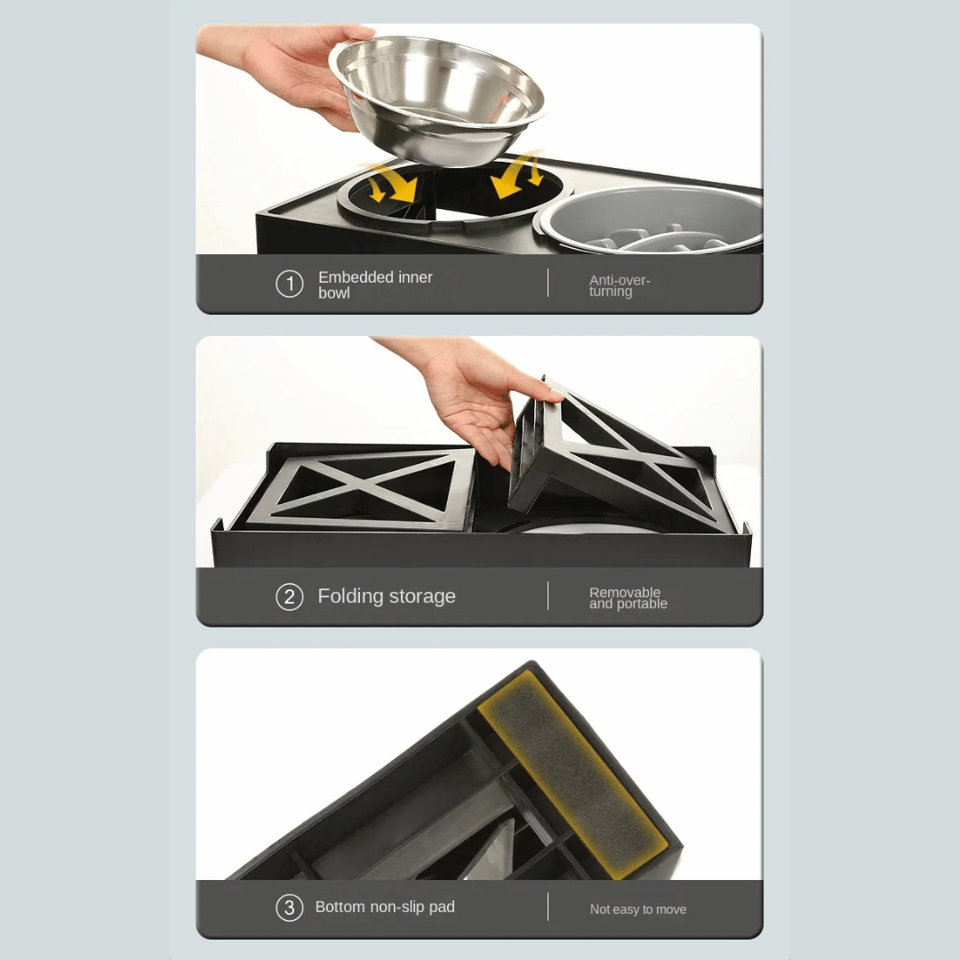 Adjustable Elevated Dog Feeder Stainless Steel Bowls