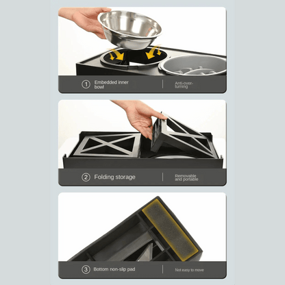 Adjustable Elevated Dog Feeder Stainless Steel Bowls