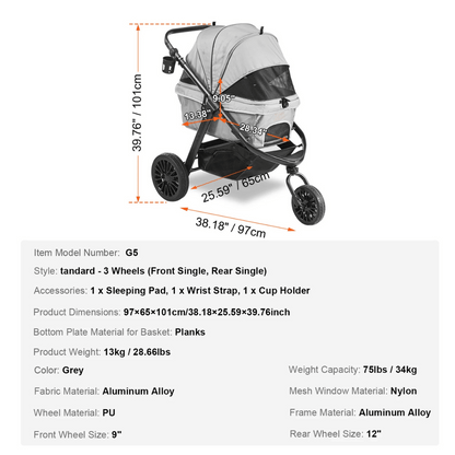 Portable Pet Stroller Small Dog Easy Fold