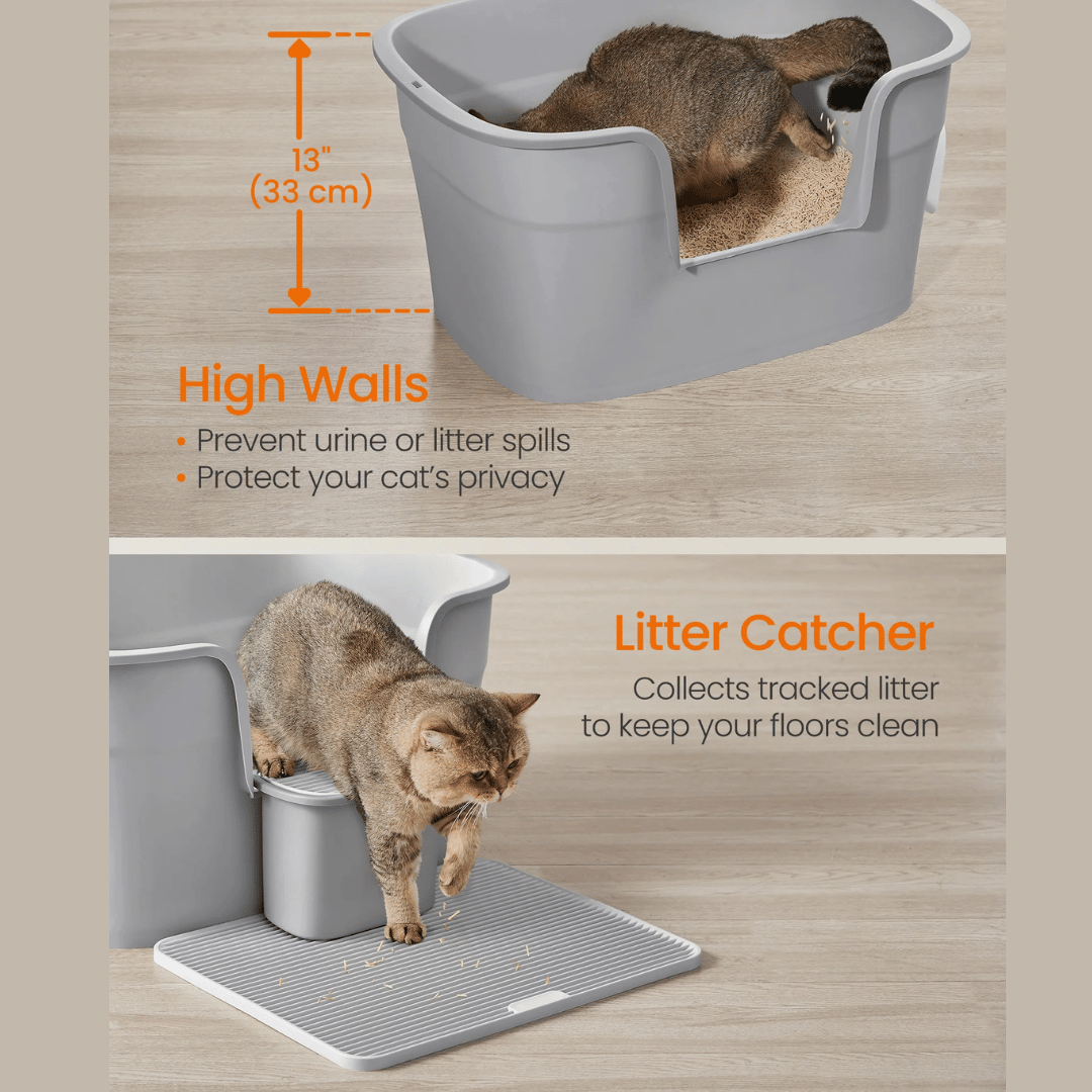 Large Covered Cat Litter Box Easy Clean with Scoop