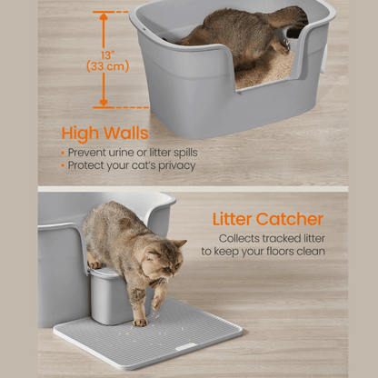 Large Covered Cat Litter Box Easy Clean with Scoop